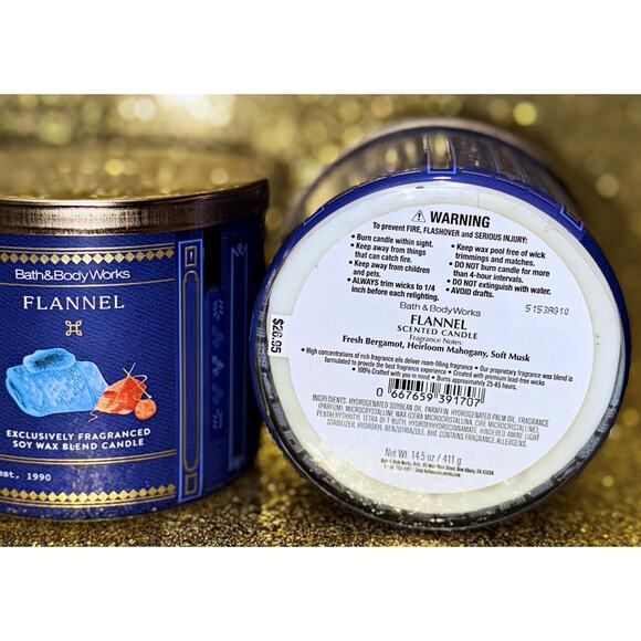 Lot of 2 Bath & Body Works Flannel Large 3-Wick Scented Candle 14.5oz - Picture 6 of 6